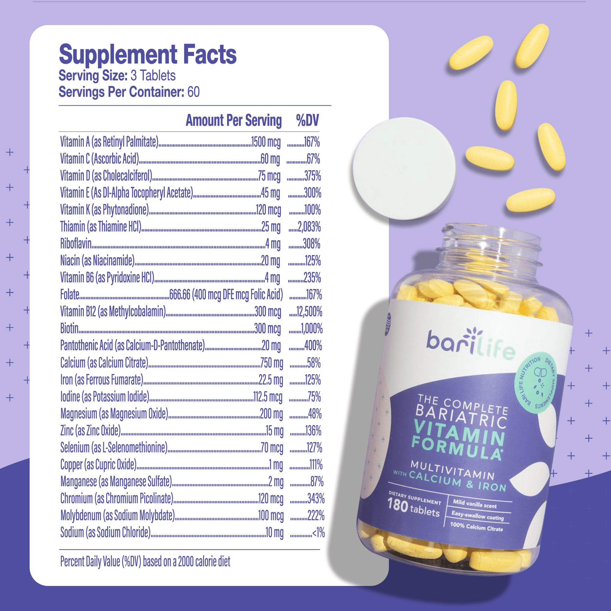 Barilife Bariatric Vitamin Formula supplement facts